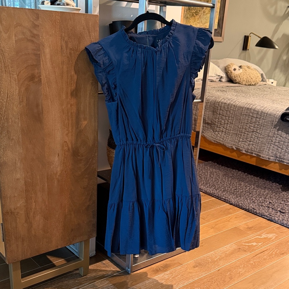Laundry by Shelli Segal Blue Ruffle Sleeve Dress